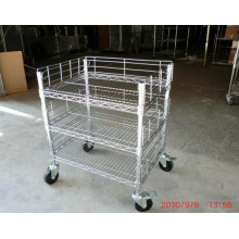 Adjustable Chrome Metal Push Trolley for Workshop and Factory